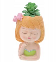 Trend-Deco Kerámia virágcserép, lányka figura, 19cm, kerámia (TD00354 B)