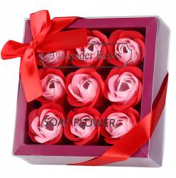  Illatos rózsa szappanok, 9 db-os szett, piros mix (Zapachowe róże mydlane dekoracyjne sztuczne)