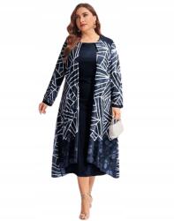 Shein Sötétkék Ruha Print Plus Size Rátéttel 52 1KI