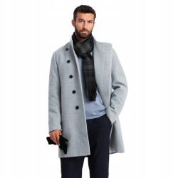 Ombre Férfi kabát, magas gallér, szürke melírozott, Size M