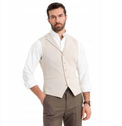 Ombre Elegáns, bézs színű, karcsúsított férfi mellény hajtókával OM-BLZV-0145 V2 r XXL (163160)