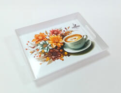 Herevin Dekoratív téglalap alakú tálca - 21, 5x29 cm, kávé és virág mintás, vegyes dekor szám: 1