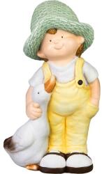 Magic Home Decoratiune gradina, MagicHome, ceramica, baiat cu rata, 15.5x25.5x44.5 cm