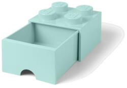 LEGO® tárolódoboz fiókkal 250x250x180mm - aqua színben