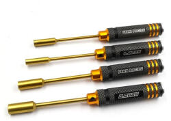 Yeah Racing Alumínium dugókulcs-csavarhúzó készlet (4/5, 5/7/8 mm-es edzett HD acél) fekete/arany