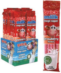 Quick Milk Eper ízű szívószál 30 g