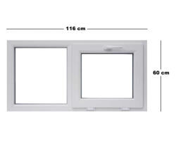 Far Est Műanyag ablak, 3 kamrás, fehér, 116 x 60 cm, bukó (6033852)