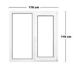Teraglass Műanyag ablak fehér 176x116cm 6 kamrás Fix+Bukó/Nyíló (6022325)