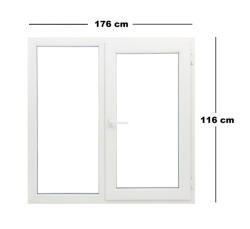 Trocal Műanyag ablak fehér 176x116cm 5 kamrás Fix+Bukó/Nyíló (6019504)