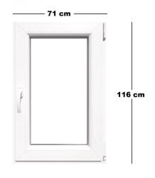 Teraglass Műanyag ablak, TeraGlass, 6 kamrás, fehér, 71 x 116 cmm bukó / nyíló (6022315)