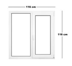 Teraglass Műanyag ablak fehér 116x116cm 6 kamrás Fix+Bukó/Nyíló (6022322)