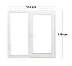 Salamander Műanyag ablak fehér 146x114cm 7 kamrás Fix+Bukó/Nyíló (6031578)