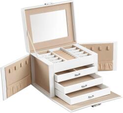 SONGMICS 3 fiókkal és tükörrel fehér 22x16x17 cm JBC159W01