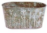 IRIS bádog kaspó ovál, pitypangos, rozsdás 23 cm (QX_IMPEX_KFT_081086) (QX_IMPEX_KFT_081086)