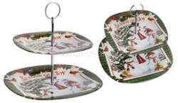  IRIS 2 szintes üveg sütikínáló hóemberek minta 20cm+25cm (QX_IMPEX_KFT_102016) (QX_IMPEX_KFT_102016)