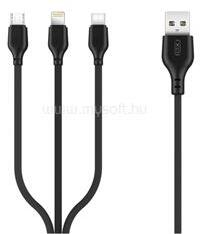XO NB103 adatkábel 3in1 USB - Type-C/lightning/microUSB, 100cm, FEKETE (XO_NB103) (XO_NB103)