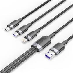 Vention USB-A 2.0/M -> USB-C/Lightning/Micro USB-B, 1, 5m, (fekete, 6A, 3in1), kábel (CTRBG) (CTRBG)