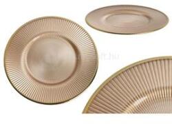  IRIS üveg tányér bordás arany 21x1, 3cm (QX_IMPEX_KFT_102031) (QX_IMPEX_KFT_102031)