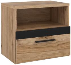 Forte Dalate éjjeliszekrény, méretek: 50, 2 x 45, 2 x 33, 8, szín: Catania tölgy/matt fekete, 1 fiók