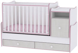Lorelli Patut Copii Transformabil Lorelli Trend Plus New de la Nastere White & Pink Crossline (1015040 0032A)