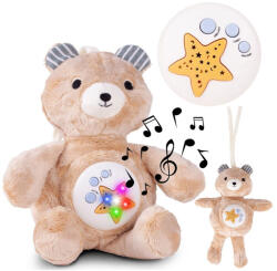 MALPLAY Zenélő plüss maci csillag projektorral