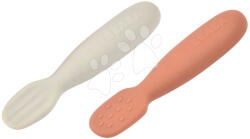 Beaba Lingurițe ergonomice de antrenament din silicon Silicone Pre-Spoons Terracotta Velvet Grey Beaba din silicon pentru hrănire independentă, 2 bucăți, de la 4 luni (BE913579) Set pentru masa bebelusi
