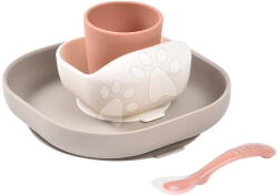 Beaba Set de masă din silicon Silicone Meal Set Terracotta Gazelle Beaba din silicon, 4 piese, maro-portocaliu, de la 4 luni (BE913602) Set pentru masa bebelusi