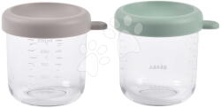Beaba Set de recipiente pentru mâncare Sage Green Gazelle Beaba 250 ml 2 bucăți din sticlă de calitate (BE914011)