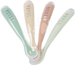 Beaba Primele lingurițe de antrenament First Age Silicone Spoons Natural Set Beaba din silicon pentru hrănire independentă 4 bucăți de la 4 luni (BE913625) Set pentru masa bebelusi