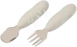 Beaba Primul set de tacâmuri pentru copii Stainless Steel Pre-Cutlery Velvet Grey Beaba furculiță și linguriță gri de la 10 luni (BE913581) Set pentru masa bebelusi