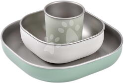 Beaba Set de masă Stainless Steel Meal Set Sage Green Beaba din oțel inoxidabil 3 piese verde de la 4 luni (BE913583) Set pentru masa bebelusi