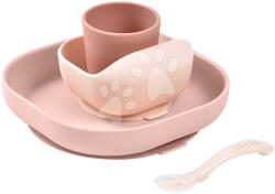 Beaba Set de vase Silicone Meal Set Cotton Candy Beaba din silicon 4 piese roz de la 4 luni (BE913604) Set pentru masa bebelusi