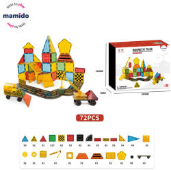 Mamido Set magnetic de construcție oraș transport cu macara 72 piese Jucarii de constructii magnetice