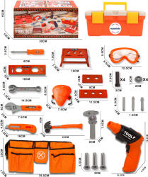 Mamido Set profesional de unelte pentru pasionații de bricolaj în trusă, set XL MT1299 Set bricolaj copii