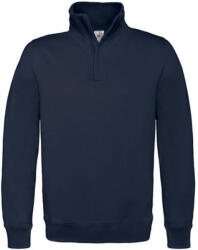 B&C Collection Uniszex pulóver hosszú ujjú B&C 1/4 Zip Sweat - WUI22 - S, Sötétkék (navy)