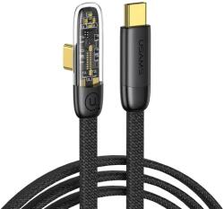 USAMS Кабел за бързо зареждане и данни USAMS Type-C To Type-C PD 100W Right-angle Transparent, 1.2 метра (SJ584USB02)