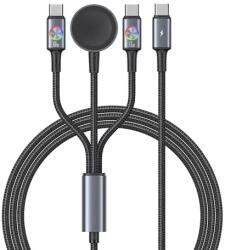 USAMS Кабел за бързо зареждане и данни USAMS SJ754 72W With Colorful Light Type-C To Type-C + Type-C + Watch Wireless Charger (SJ754USB01)