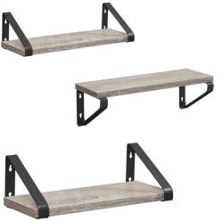 VASAGLE Industrial Lebegő Fali Polc Szett Szürke-Fekete
