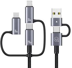 USAMS Кабел за бързо зареждане и данни USAMS US-SJ737 240W 6 In 1 Aluminum Alloy Fast Charging & Data Cable 1.2 метра, черен (SJ737USB01)