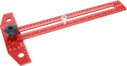 FORTUM garancia asztalos T-vonalzó és szögmérő, 350x190 mm, ALU, lézer gravírozott, mm beosztás