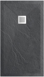  Niwell Nadin antracite szögletes palakő textúrás műmárvány zuhanytálca - 110x90x2, 5 cm (NW-ZT-T119FG-G)