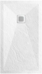  Niwell Nadin fehér szögletes palakő textúrás műmárvány zuhanytálca - 120x90x2, 5 cm (NW-ZT-T129FW-G)