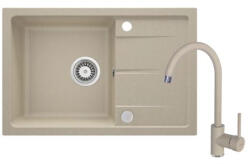 Deante Mosogatótálca, Deante Leda gránit mosogató csapteleppel, 1 medencés csepegtetővel, homok ZRDA7113