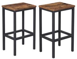 Vasagle Bárszék szett 2 db fekete acél rusztikus barna (LBC65X)