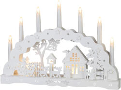 MagicHome Karácsonyi dekoráció, MagicHome Vianoce, házikó, 45 × 5, 2 × 31 cm, 10 db melegfehér LED, fa, elemes (2 × AA) (TC2174117)