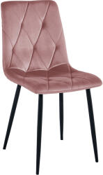  Rózsaszín bársony étkezőszék LIBRA fekete lábakkal