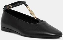 Tommy Hilfiger bőr balerina cipő TH-BAR CHAIN BALLET - fekete Női 41