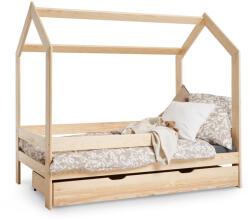  PIETRO házikó gyerekágy ágyneműtartóval 140x80 - natúr borovi (10000012894)