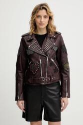 AllSaints bőrdzseki COLLEGE - burgundia L