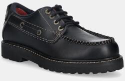 Tommy Jeans bőr félcipő ARCHIVE 01 BOAT SHOE LEATHER - fekete Férfi 45